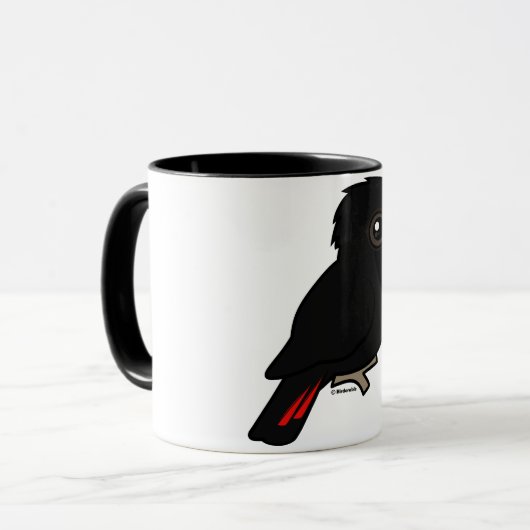 Rot-angebundener schwarzer Cockatoo Tasse (Vorderseite Links)