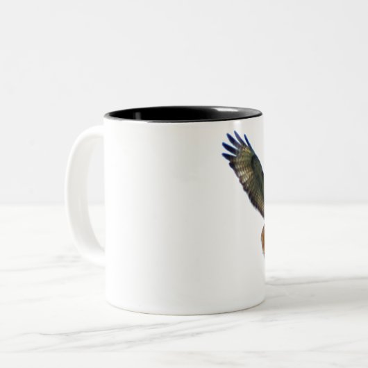 ROT ANGEBUNDENES FALKE-FLIEGEN ZWEIFARBIGE TASSE (Vorderseite Links)