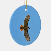 Rot-Angebundenes Falke-Foto Keramik Ornament (Rechts)