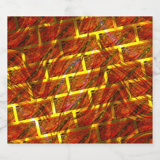 Rot angefärbt, gekratzt, goldgelbes Gitter oder Zi Bierflaschenetikett (Einzelnes Label)