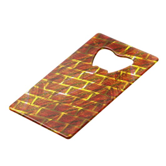 Rot angefärbt, gekratzt, goldgelbes Gitter oder Zi Geldbeutel Flaschenöffner (Rückseite Schrägansicht)