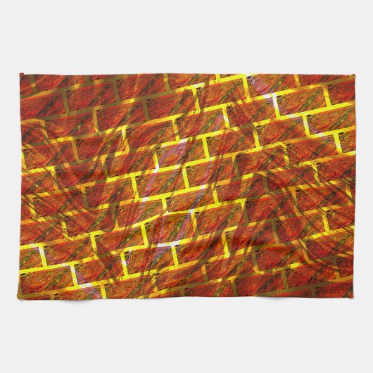 Rot angefärbt, gekratzt, goldgelbes Gitter oder Zi Geschirrtuch (Horizontal)