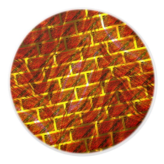 Rot angefärbt, gekratzt, goldgelbes Gitter oder Zi Keramikknauf (Vorderseite)