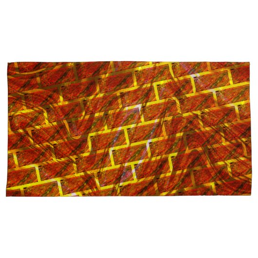 Rot angefärbt, gekratzt, goldgelbes Gitter oder Zi Kissenbezug (Vorderseite-Rechts)