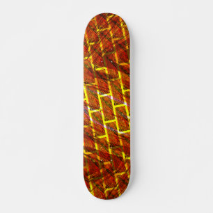 Rot angefärbt, gekratzt, goldgelbes Gitter oder Zi Skateboard
