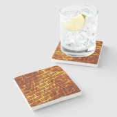 Rot angefärbt, gekratzt, goldgelbes Gitter oder Zi Steinuntersetzer (Seitenansicht)