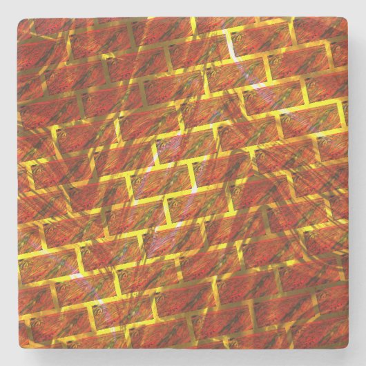 Rot angefärbt, gekratzt, goldgelbes Gitter oder Zi Steinuntersetzer (Vorderseite)