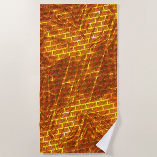 Rot angefärbt, gekratzt, goldgelbes Gitter oder Zi Strandtuch (Vorderseite)