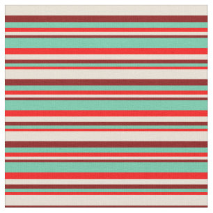 Rot, Aquamarine, Maroon & Bisque, farbige Linien Stoff