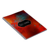 Rot, Aquau. Goldgrunge-abstraktes personalisiertes Notizblock (Rechte Seite)