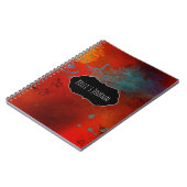 Rot, Aquau. Goldgrunge-abstraktes personalisiertes Notizblock (Linke Seite)