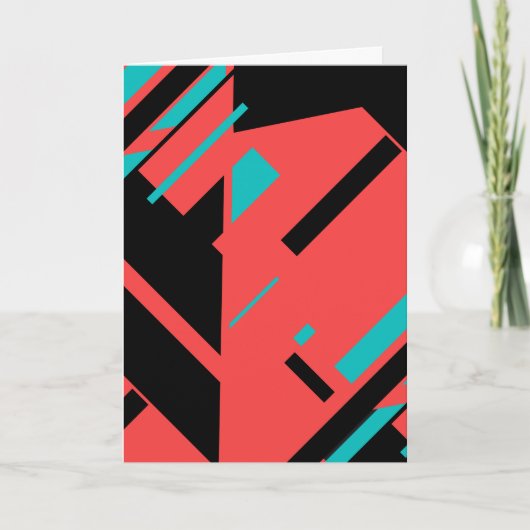 Rot auf Abstrakt geometrischem Schwarz Karte (Vorderseite)