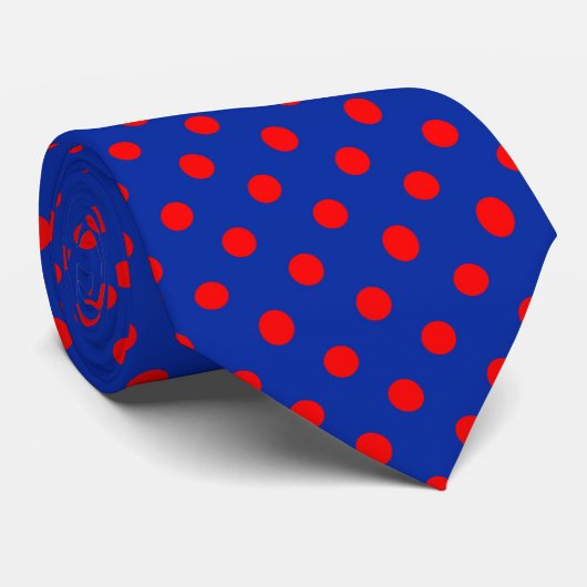 Rot auf Blau Punkte Musterdesign  Krawatte