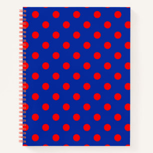 Rot auf Blau Punkte Musterdesign Notizblock