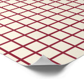 Rot auf Cream Grid Poster (Ecke)