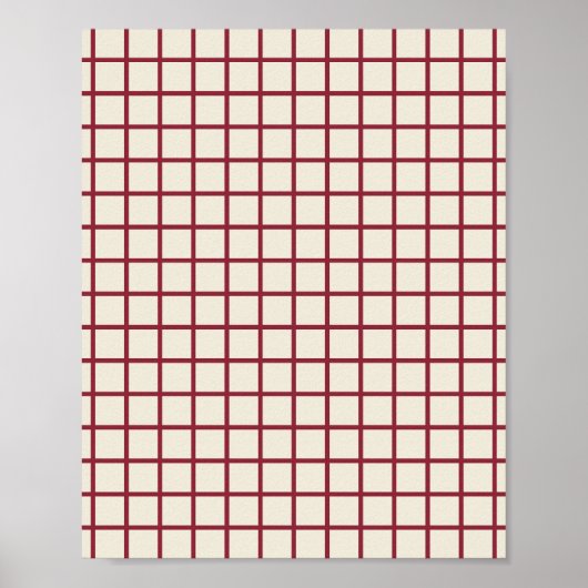 Rot auf Cream Grid Poster (Vorne)