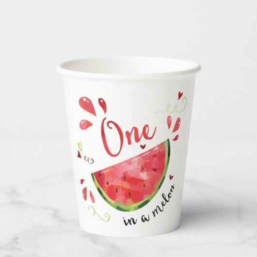 Rot auf der Melon First Birthday Party Pappbecher (Rückseite)