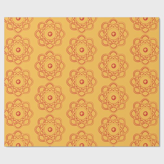 Rot auf gelben Atom-Symbolen Geschenkpapier (Flach)