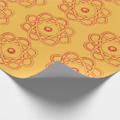 Rot auf gelben Atom-Symbolen Geschenkpapier (Ecke)