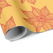 Rot auf gelben Blume Geschenkpapier (Rolleneckpunkt)