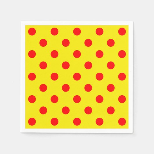 Rot auf gelben Polka Dots Design Serviette (Vorderseite)