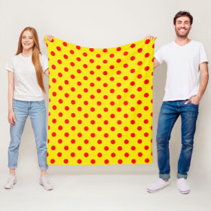 Rot auf gelben Punkten Musterdesign Fleecedecke