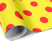 Rot auf gelben Punkten Musterdesign Geschenkpapier (Rolleneckpunkt)