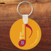 rot auf gelber musikalischer Note mit Namen Schlüsselanhänger (Vorderseite)