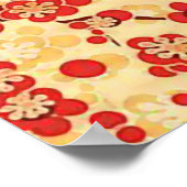 Rot auf gelber Sakura Vintages Japanisches Blütenr Poster (Ecke)