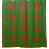 Rot auf grünem Polka-Punkte-Musterdesign  Duschvorhang (Vorderseite)