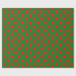 Rot auf grünem Polka-Punkte-Musterdesign Geschenkpapier