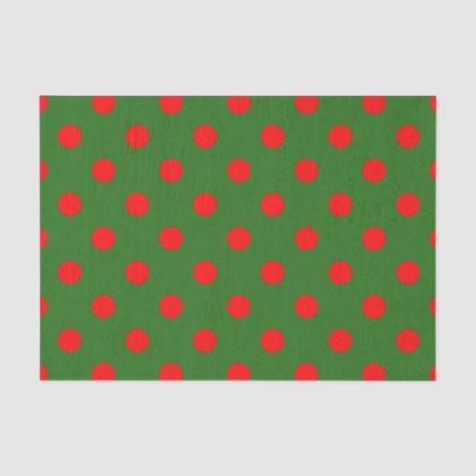 Rot auf grünem Polka-Punkte-Musterdesign Seidenpapier (Vorderseite)