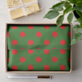 Rot auf grünem Polka-Punkte-Musterdesign Seidenpapier (Geschenk)