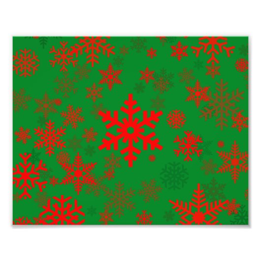 Rot auf grünen Schneeflocken für alle Fotodruck (Vorne)