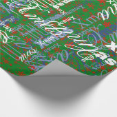 Rot auf grünen Schneeflocken für jeder Geschenkpapier (Ecke)