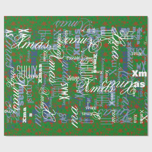 Rot auf grünen Schneeflocken für jeder Geschenkpapier (Flach)