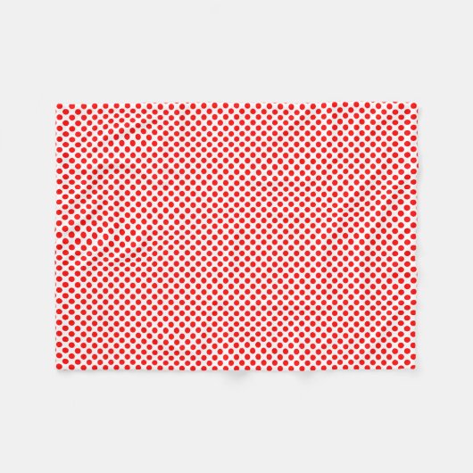 Rot auf kleinen weißen Polka-Punkten Fleecedecke (Vorderseite (Horizontal))