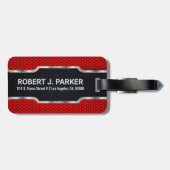 Rot auf metallischen Linien mit hexagonfarbenem Ma Gepäckanhänger (Rückseite horizontal)