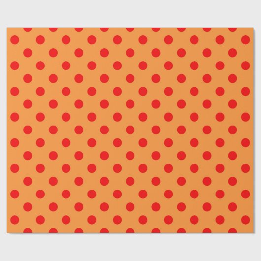 Rot auf Orange Polka Dots Design Geschenkpapier (Flach)