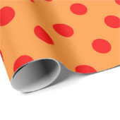 Rot auf Orange Polka Dots Design Geschenkpapier (Rolleneckpunkt)