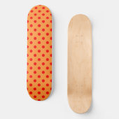Rot auf Orange Polka Dots Design Skateboard (Vorderseite)