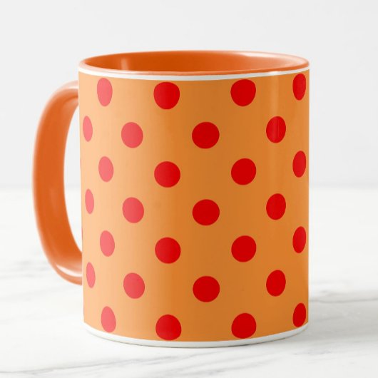 Rot auf Orange Polka Dots Design Tasse