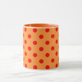 Rot auf Orange Polka Dots Design Tasse (Zentrum)