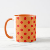 Rot auf Orange Polka Dots Design Tasse (Links)