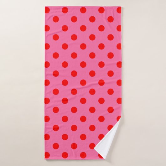 Rot auf rosa Polka Dots Design Badehandtuch (Badehandtuch)