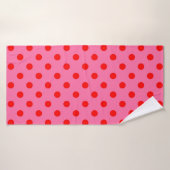 Rot auf rosa Polka Dots Design Badehandtuch (Badehandtuch)