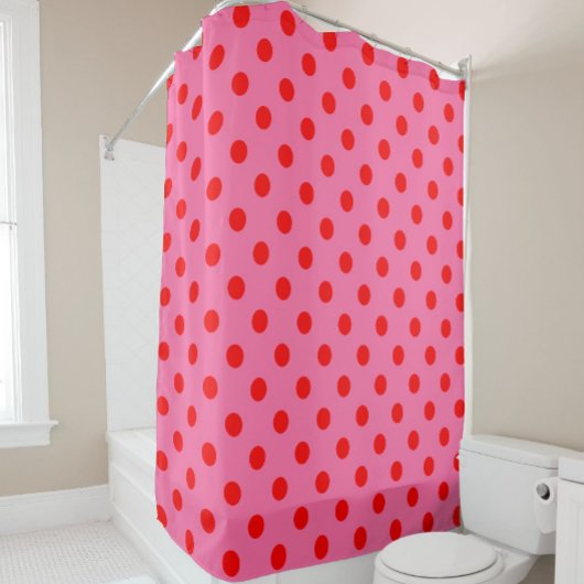 Rot auf rosa Polka Dots Design Duschvorhang