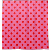 Rot auf rosa Polka Dots Design Duschvorhang (Vorderseite)