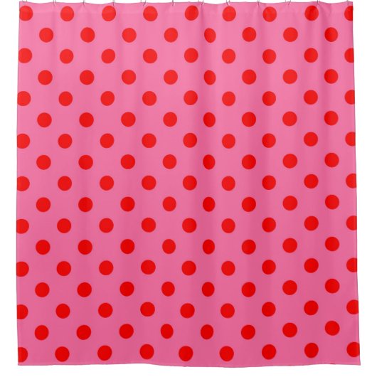 Rot auf rosa Polka Dots Design Duschvorhang (Vorderseite)