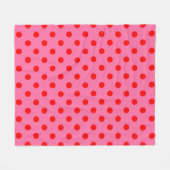 Rot auf rosa Polka Dots Design Fleecedecke (Vorderseite (Horizontal))